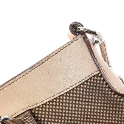 Prada Jacquard Logo Frame Buckle Handbag Tote Bag Beige White 9 of 18