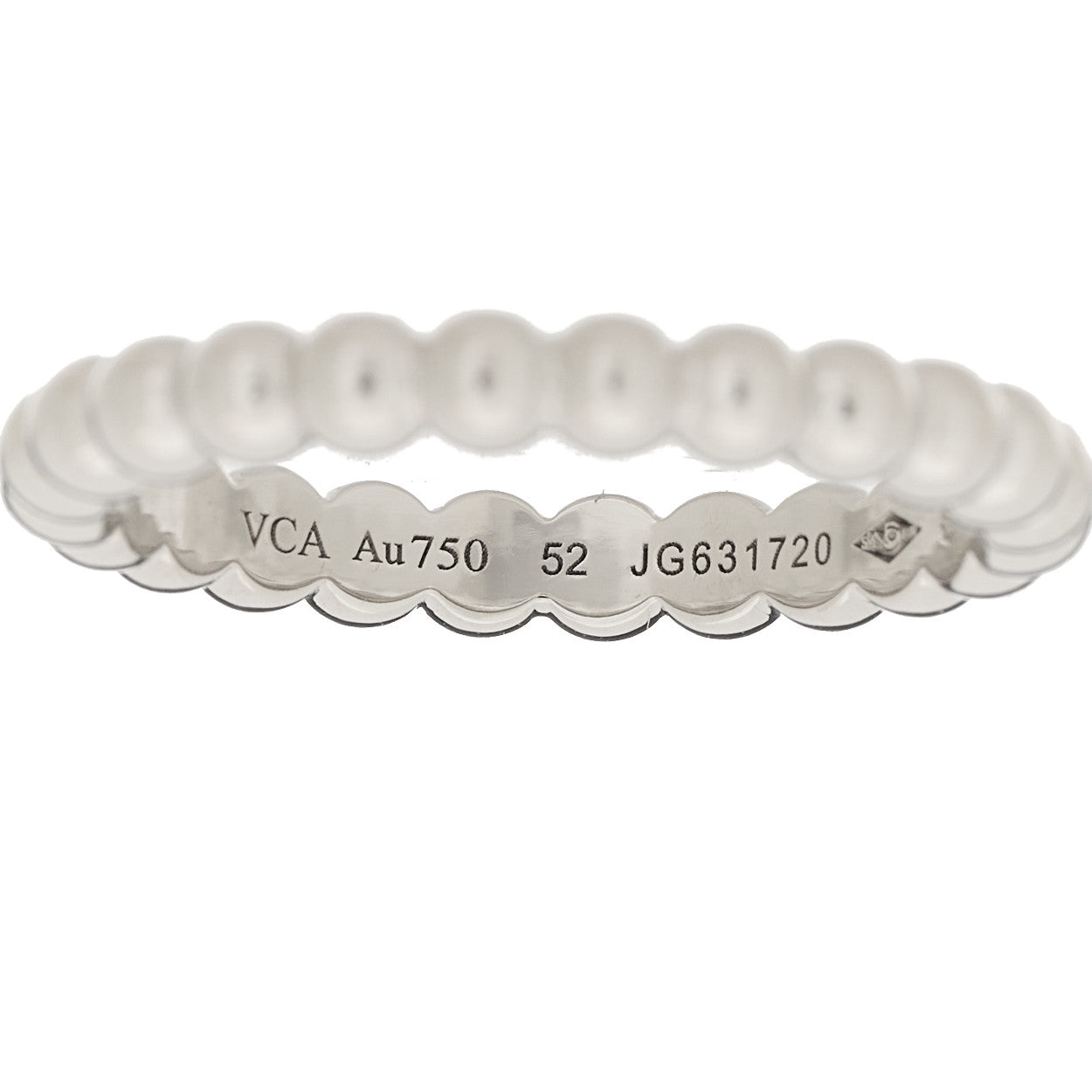 18K White Gold Medium Perlee Ring 52 6
