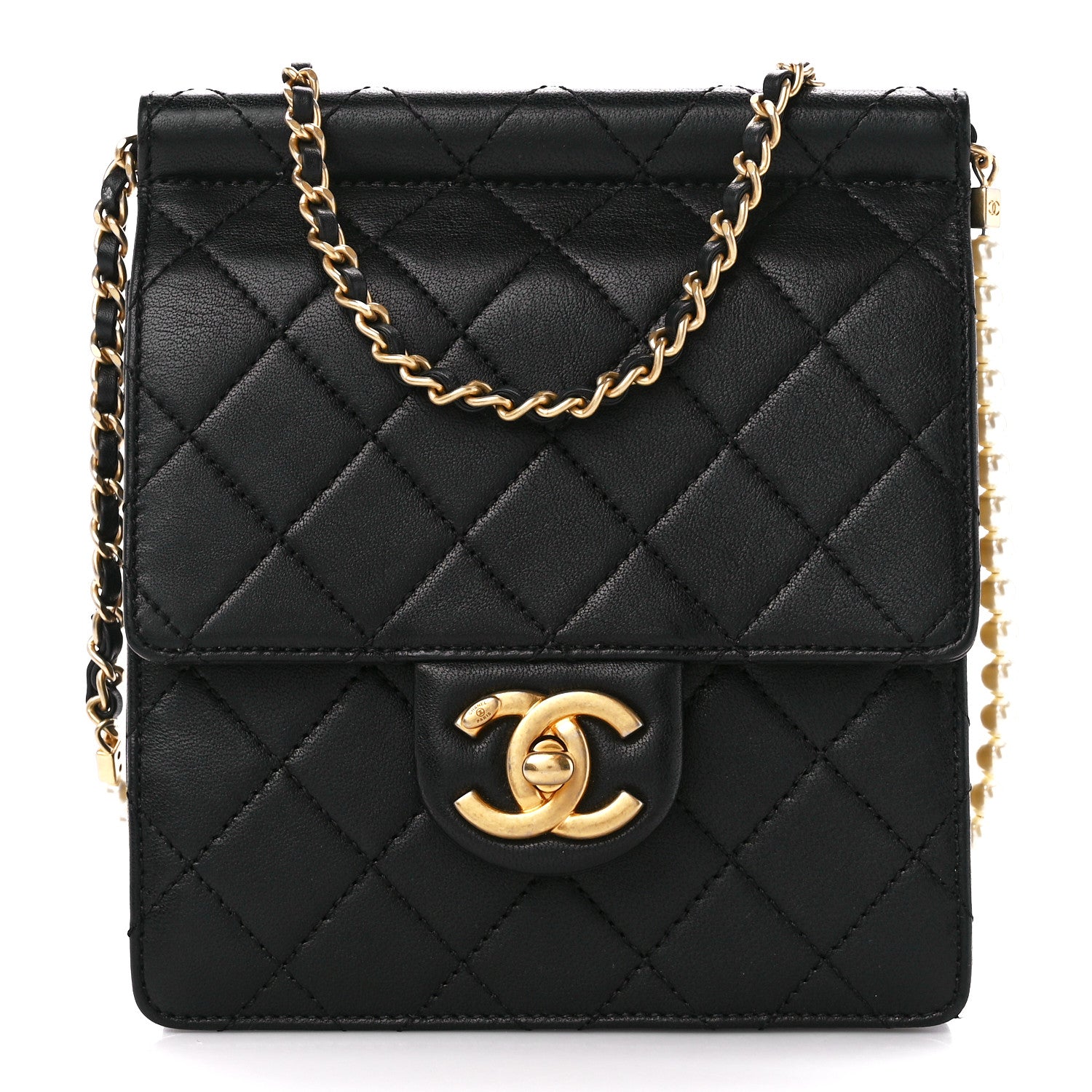 Chanel Goatskin Quilted Chic Pearls Flap Black 1 of 11