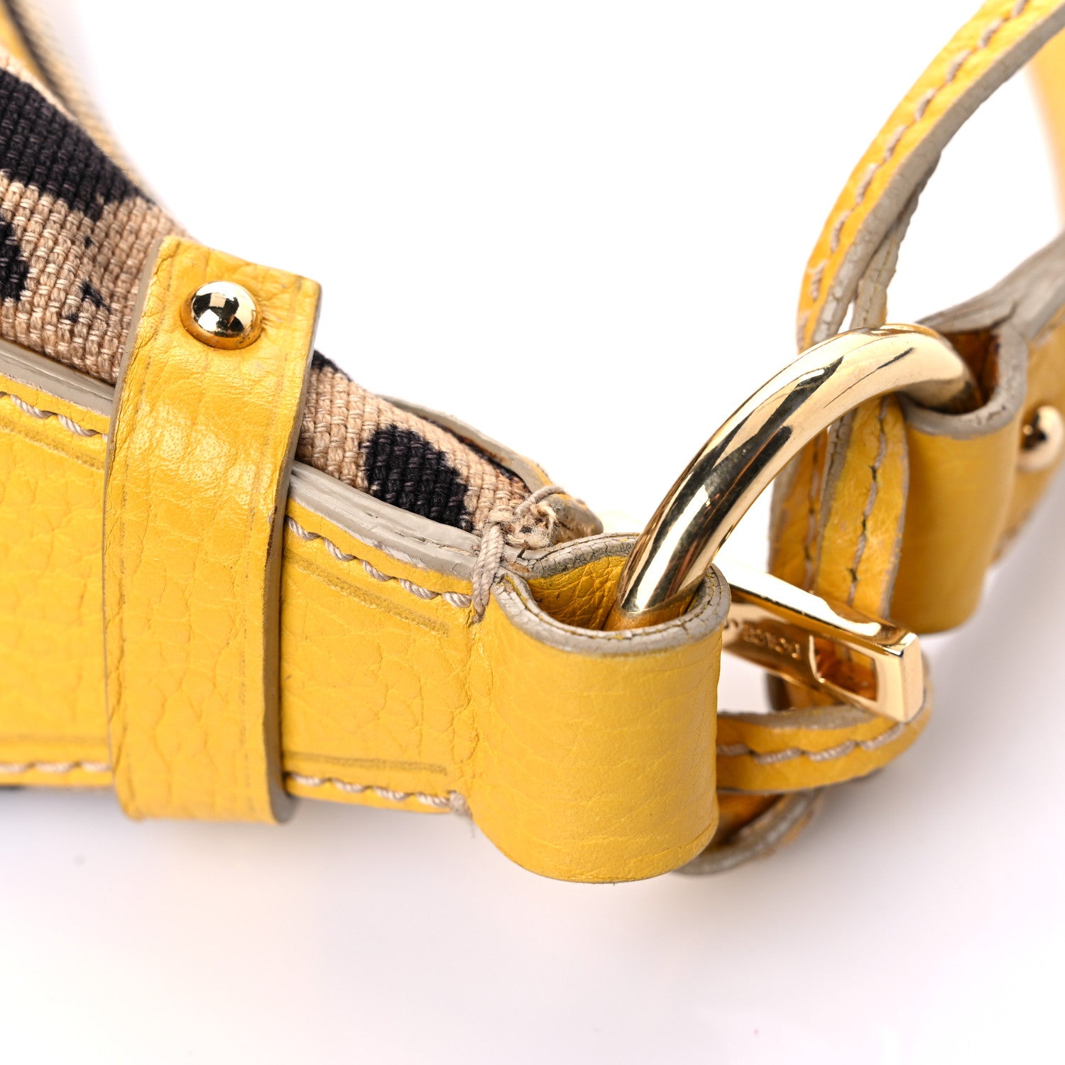 Dolce & Gabbana Calfskin Canvas Leopard Print Animalier Shoulder Bag Yellow 17 of 23