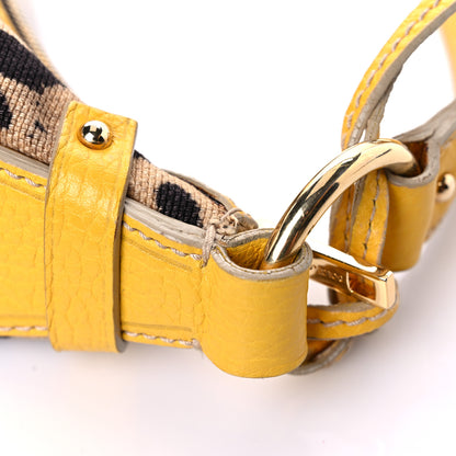 Dolce & Gabbana Calfskin Canvas Leopard Print Animalier Shoulder Bag Yellow 17 of 23