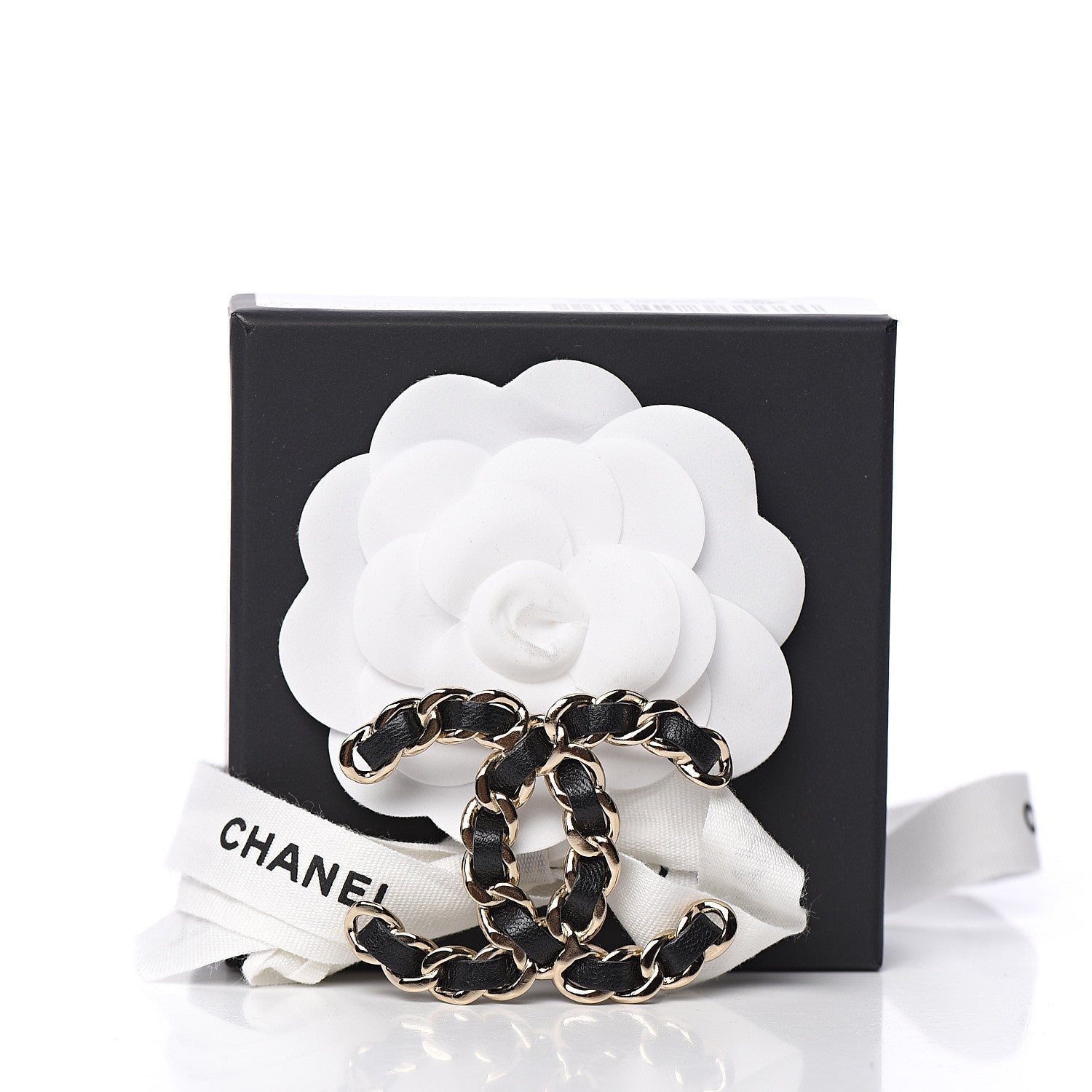 Chanel Lambskin Chain CC Brooch Black Gold 4 of 4