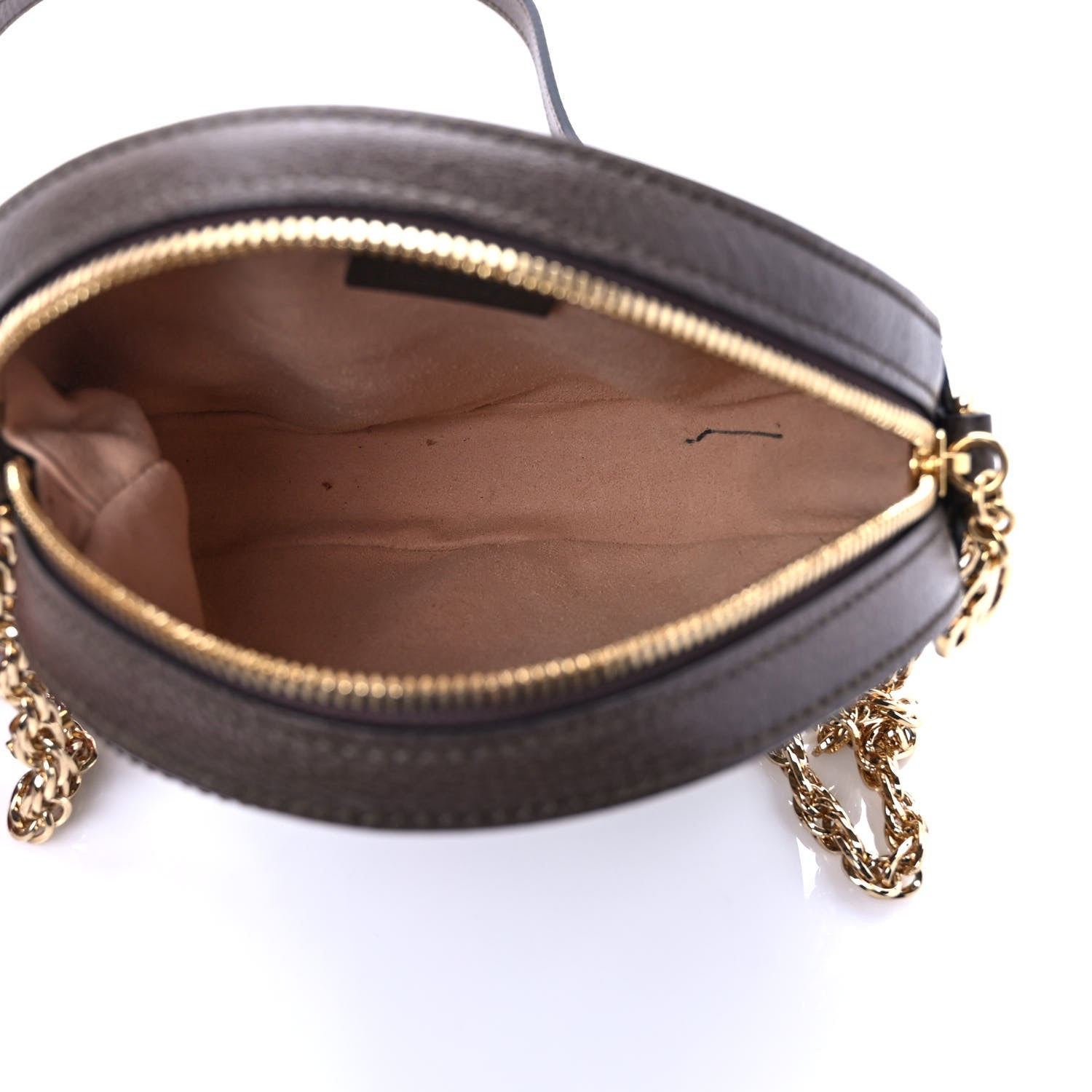 Gucci GG Supreme Monogram Web Mini Ophidia Round Shoulder Bag Brown 5 of 10