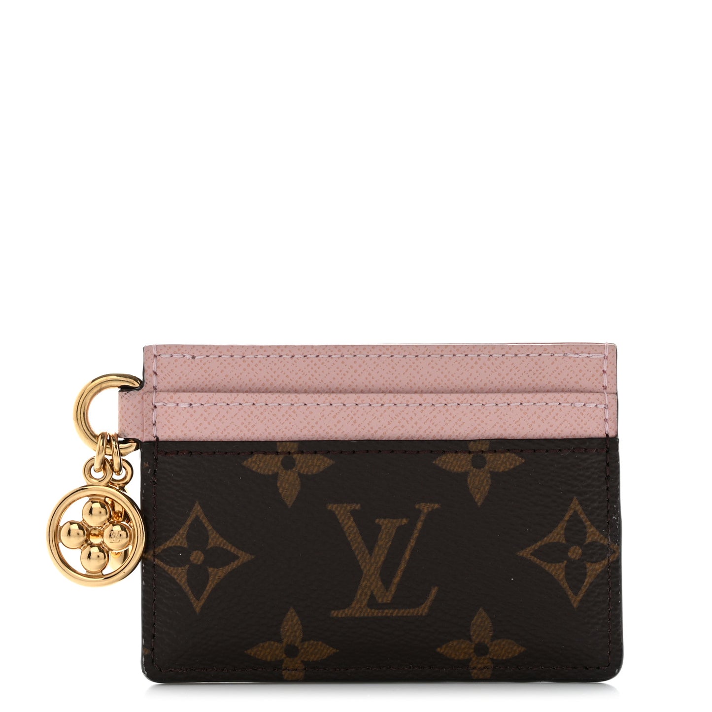 Monogram LV Charms Card Holder Rose Ballerine
