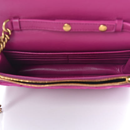 Balenciaga Crushed Velvet Crystal Mattress Quilted BB Wallet On Chain Fuchsia 5 of 9