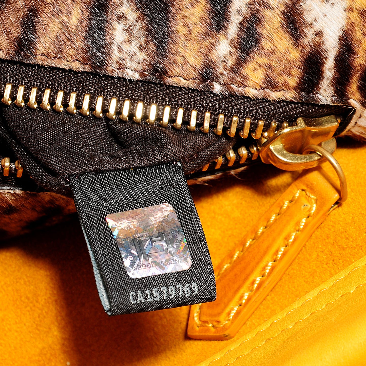 Vitello Saddle Calf Hair Leopard Print Large Peekaboo Iconic Satchel Ocra