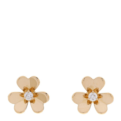 Van Cleef & Arpels 18K Yellow Gold Diamond Mini Frivole Earrings 1 of 5