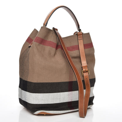 Burberry Canvas Mega Check Medium Susanna Hobo Saddle Brown 4 of 10