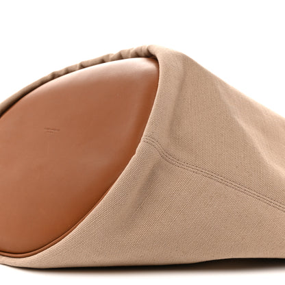 Saint Laurent Canvas Calfskin Lauren Panier Tote Desert Dust 10 of 12