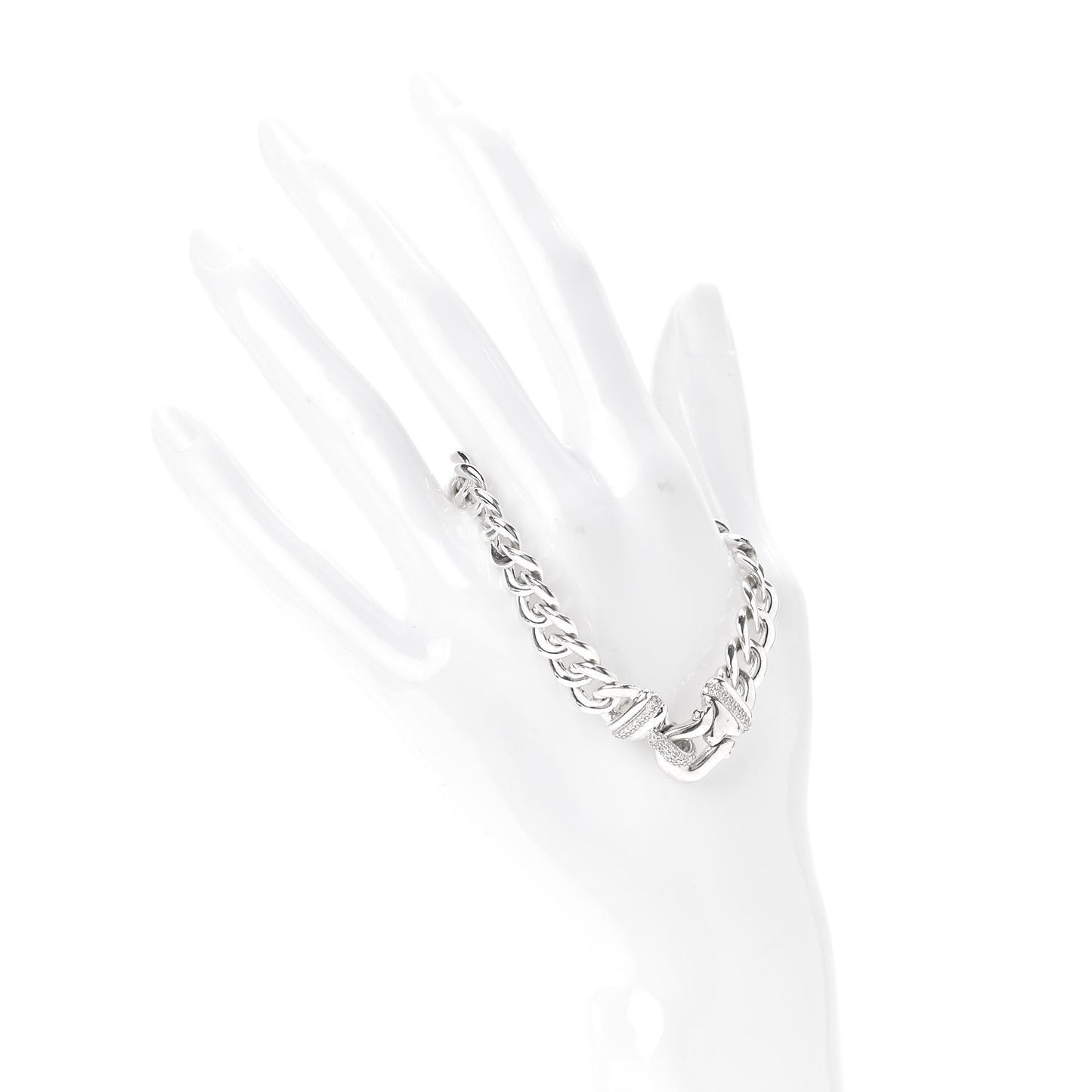 Sterling Silver Diamond 12mm Curb Link Buckle Bracelet