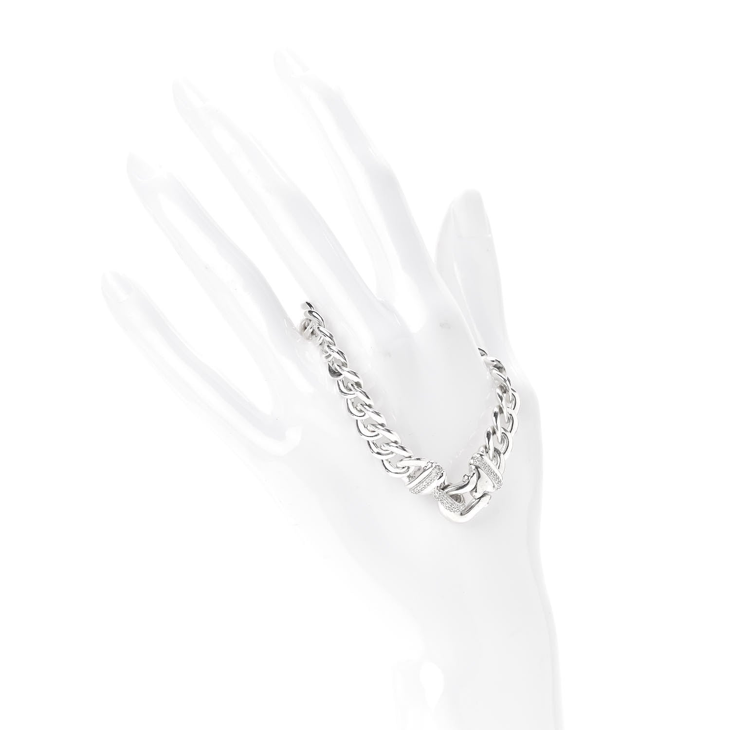 David Yurman Sterling Silver Diamond 12mm Curb Link Buckle Bracelet 2 of 4