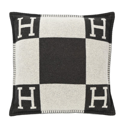 Hermes Wool Cashmere Avalon Pillow PM Ecru Gris Fonce 1 of 3