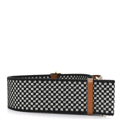 Fendi Ribbon Vitello King Logo Embossed Gingham Woven Adjustable Strap You Panna Black Cuoio 2 of 5
