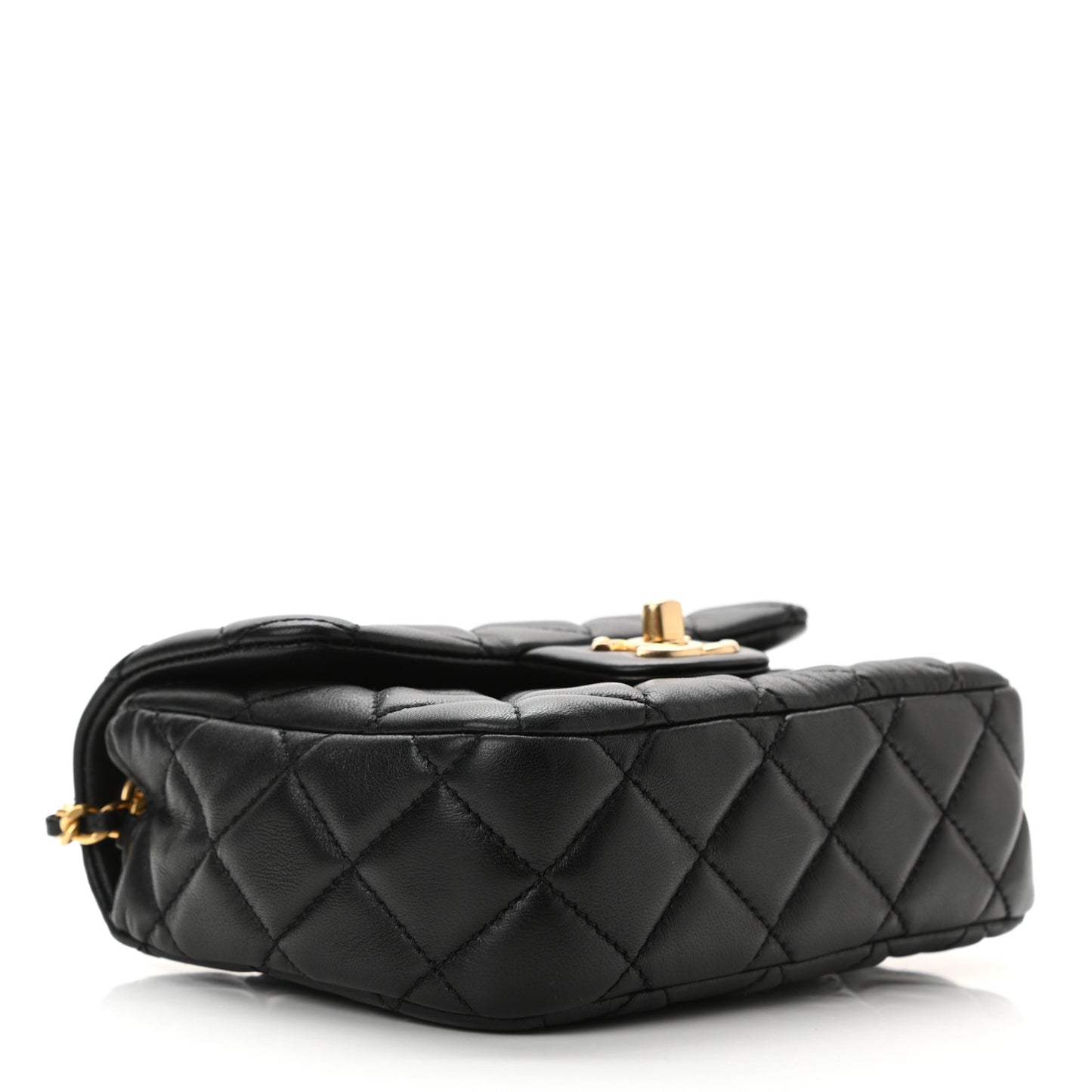 Lambskin Enamel Quilted Mini Coco Hearts Square Flap Black
