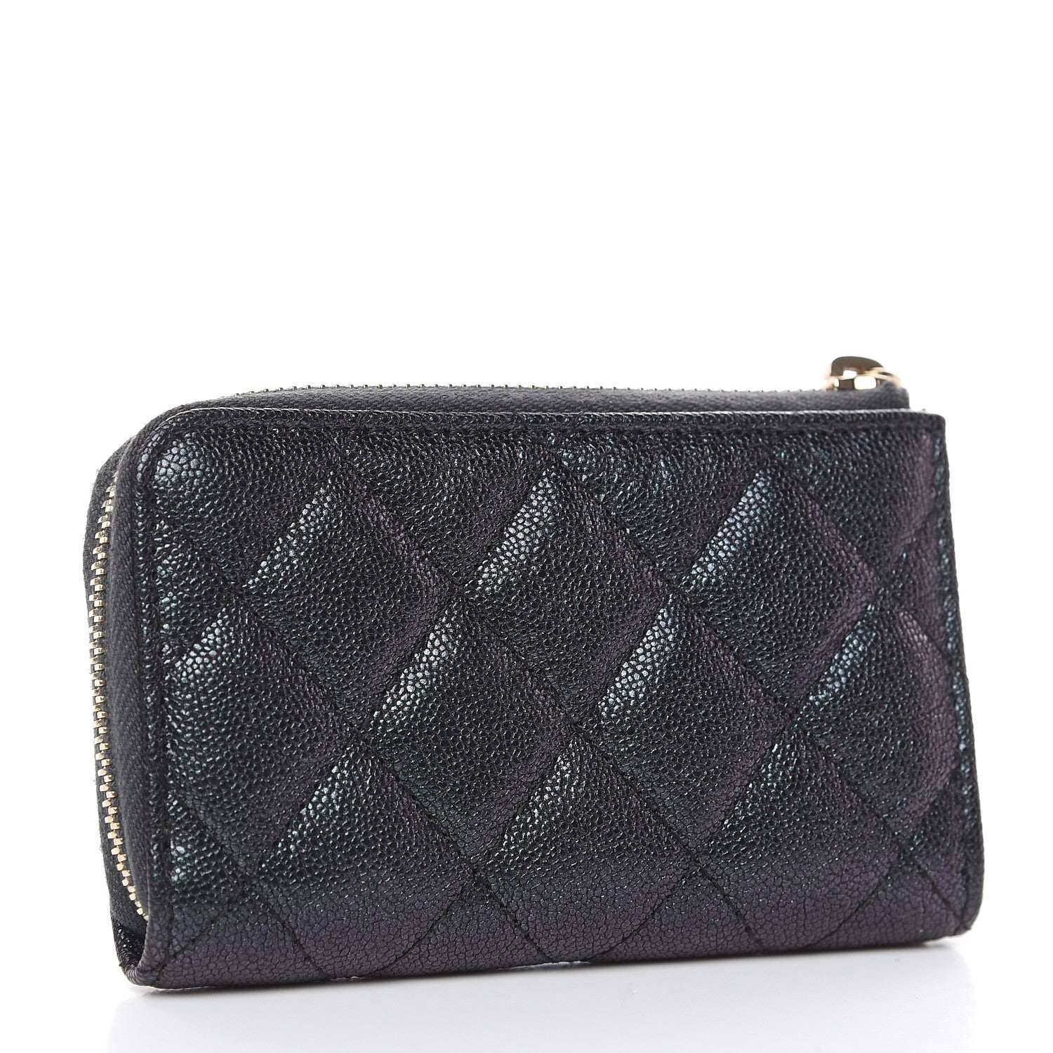 Chanel Iridescent Caviar Quilted Zipped Key Holder Case Black 3 of 8