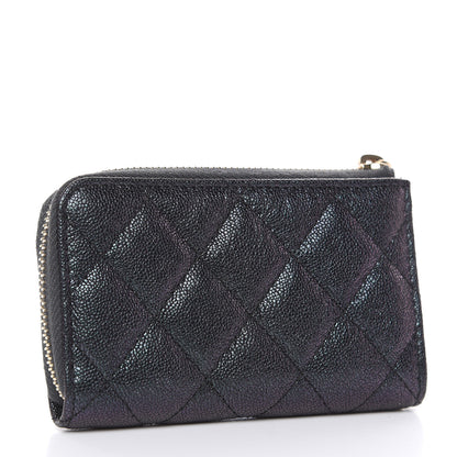Chanel Iridescent Caviar Quilted Zipped Key Holder Case Black 3 of 8