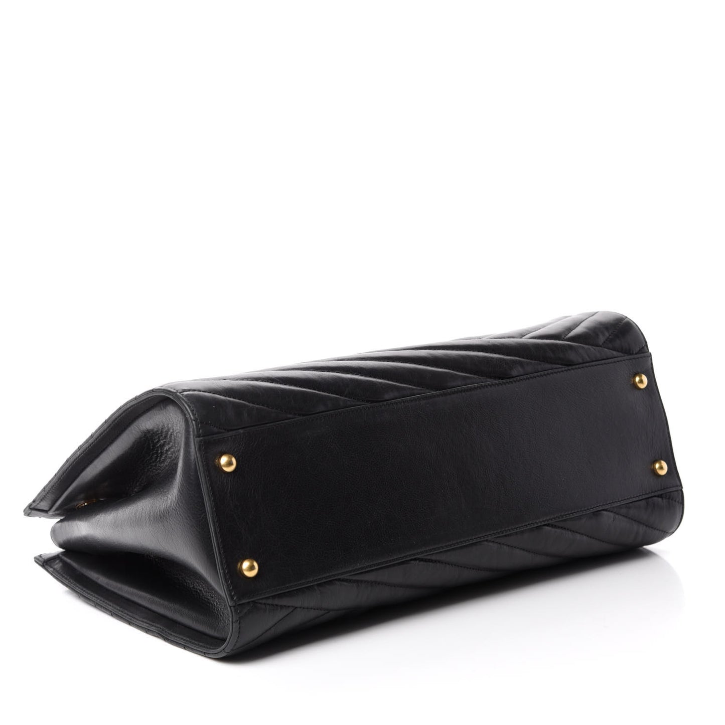Calfskin Chevron Quilted Gabrielle Tote Black