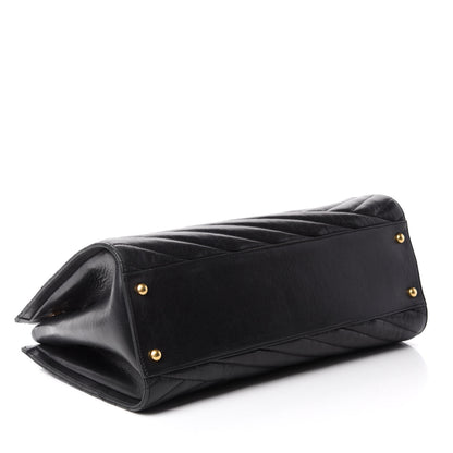 Chanel Calfskin Chevron Quilted Gabrielle Tote Black 4 of 10