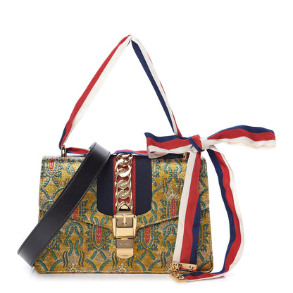 Gucci Iridescent Brocade Small Sylvie Shoulder Bag Gold 1 of 9