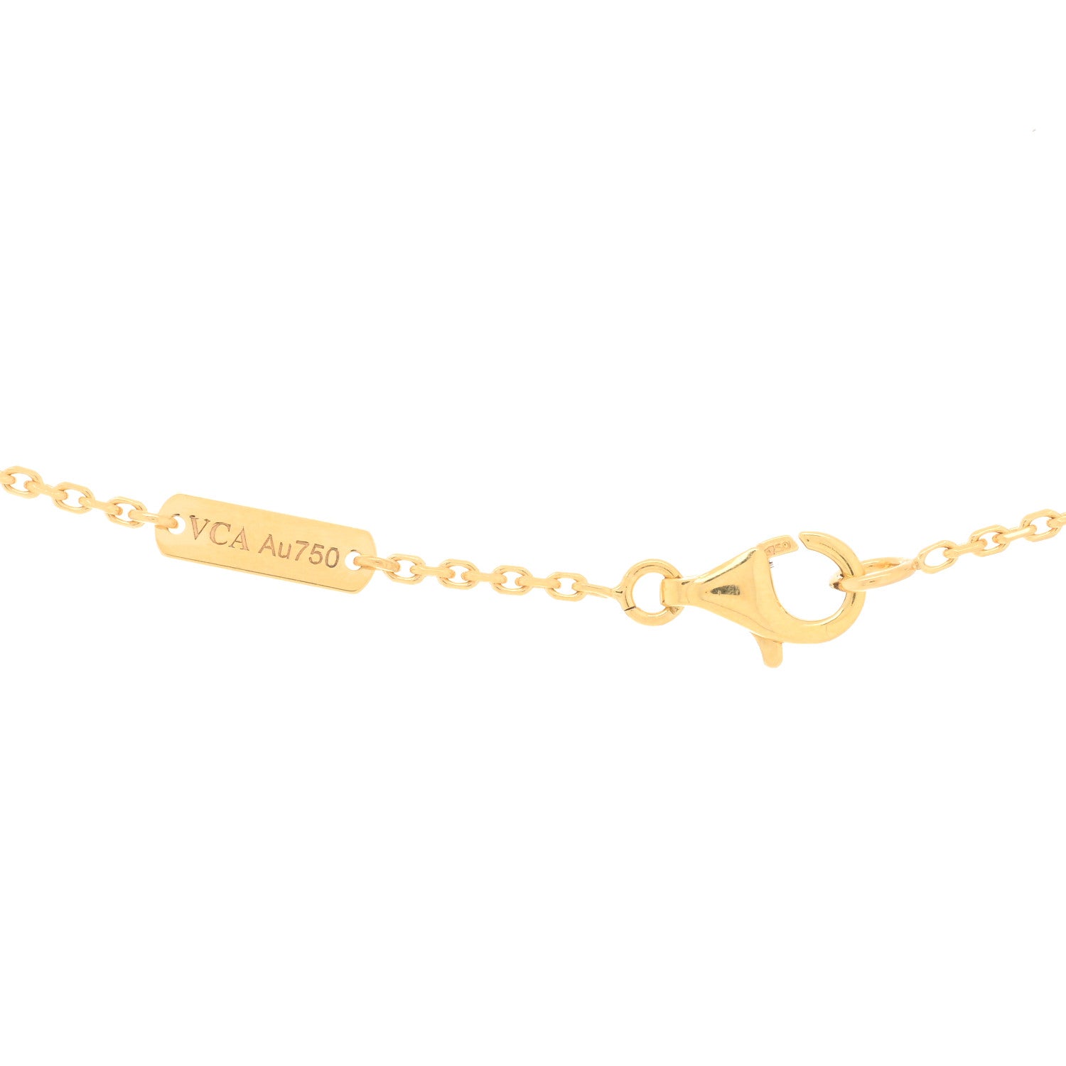 Van Cleef & Arpels 18K Yellow Gold Mother of Pearl Vintage Alhambra Pendant Necklace 3 of 4
