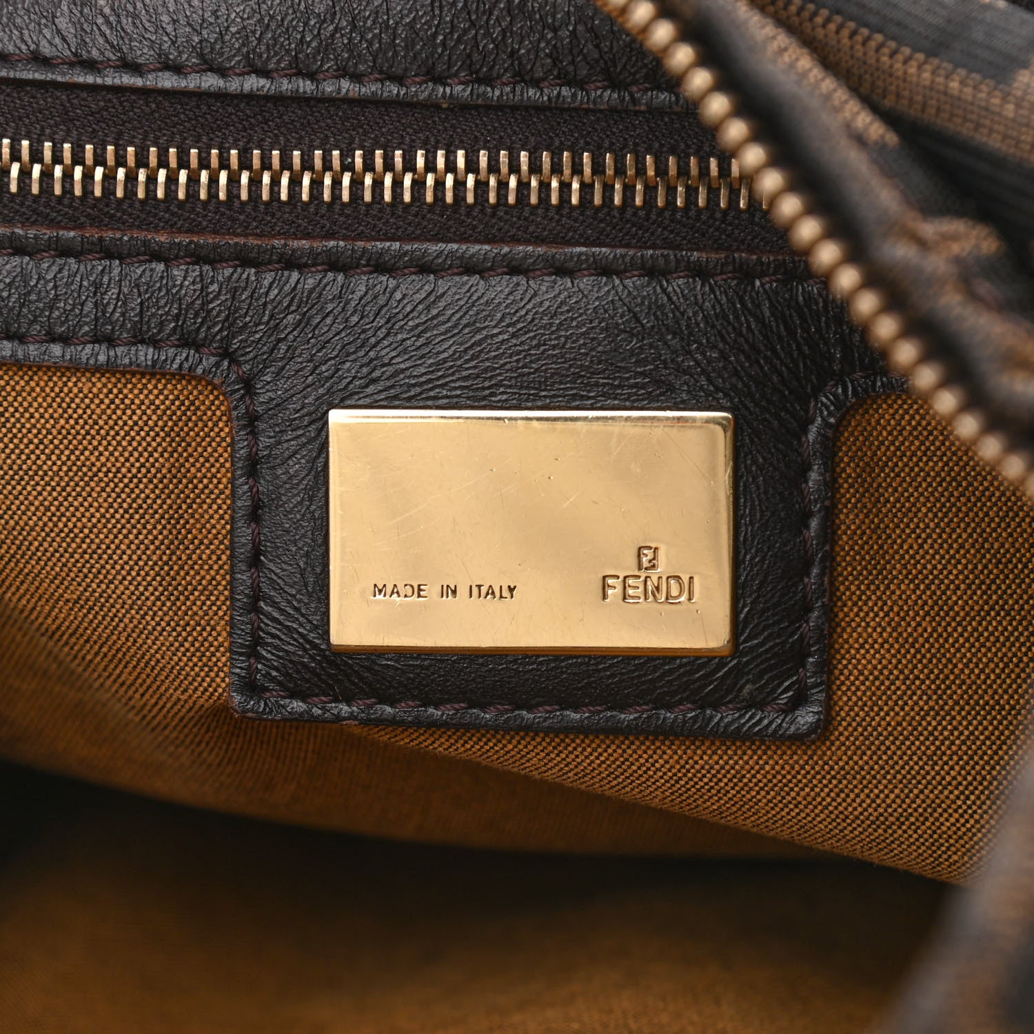 Fendi Zucca Cuoio Lucido Small Chef Hobo Tobacco Moro 5 of 9