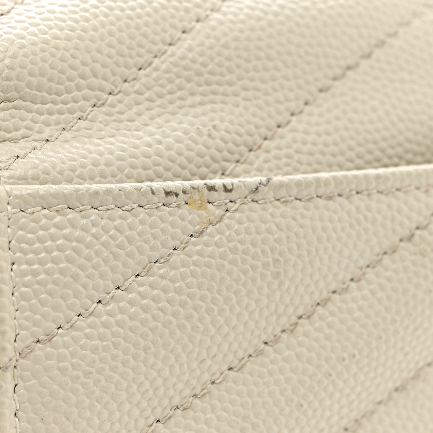 Saint Laurent Grain De Poudre Matelasse Chevron Small Monogram Envelope Wallet Crema Soft 10 of 10