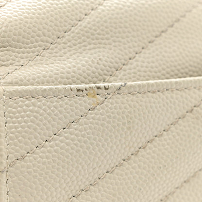 Saint Laurent Grain De Poudre Matelasse Chevron Small Monogram Envelope Wallet Crema Soft 10 of 10