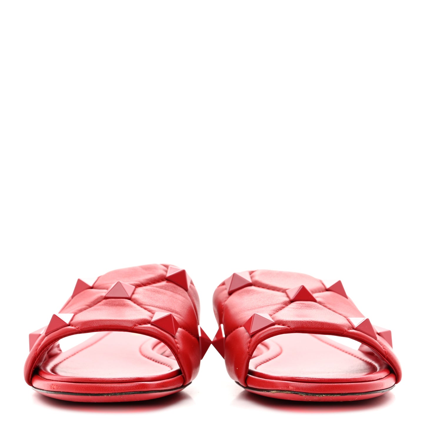 Nappa Monochrome Roman Stud Flat Slide Sandals 39.5 Rouge Pur