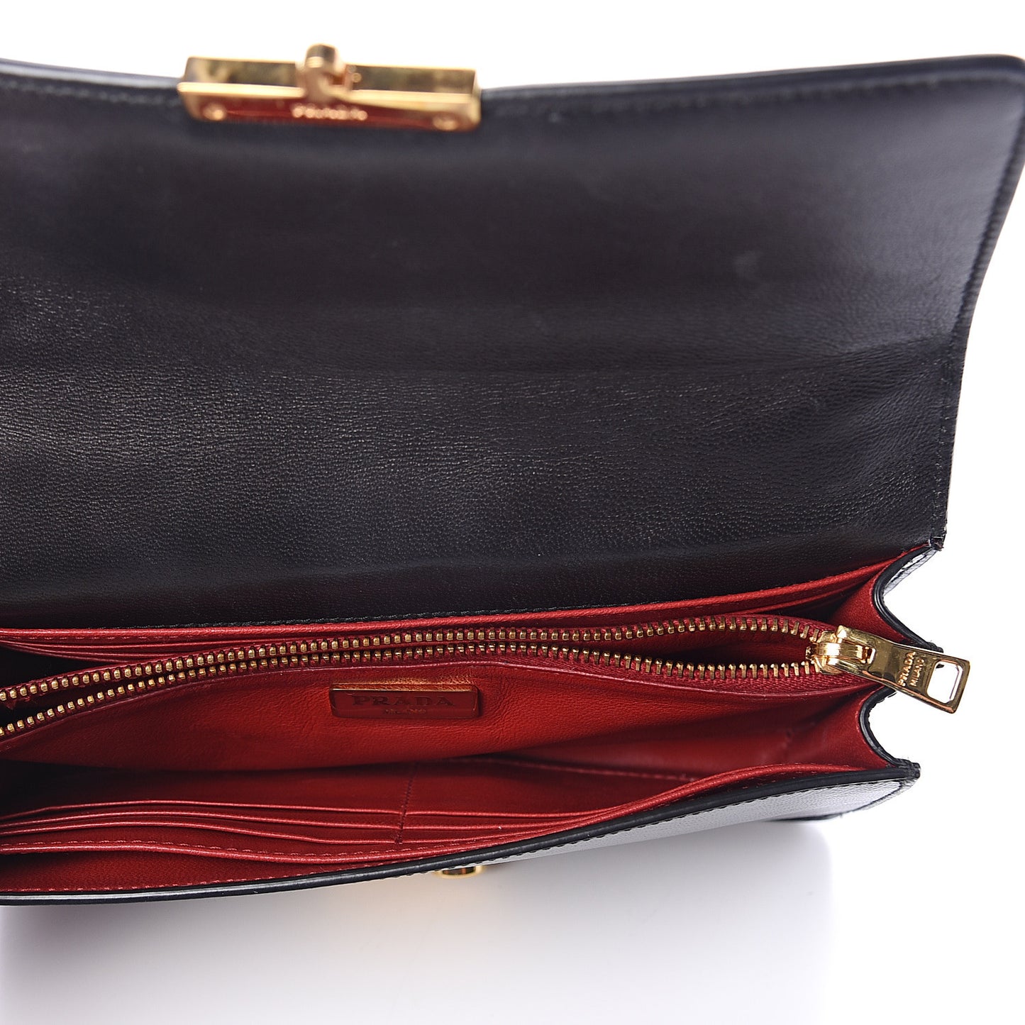 Saffiano Vernice Chain Shoulder Bag Black