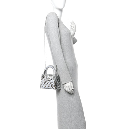 Chanel Mirror Calfskin Metallic Calfskin Quilted Nano Kelly Shopper Silvery 2 of 11