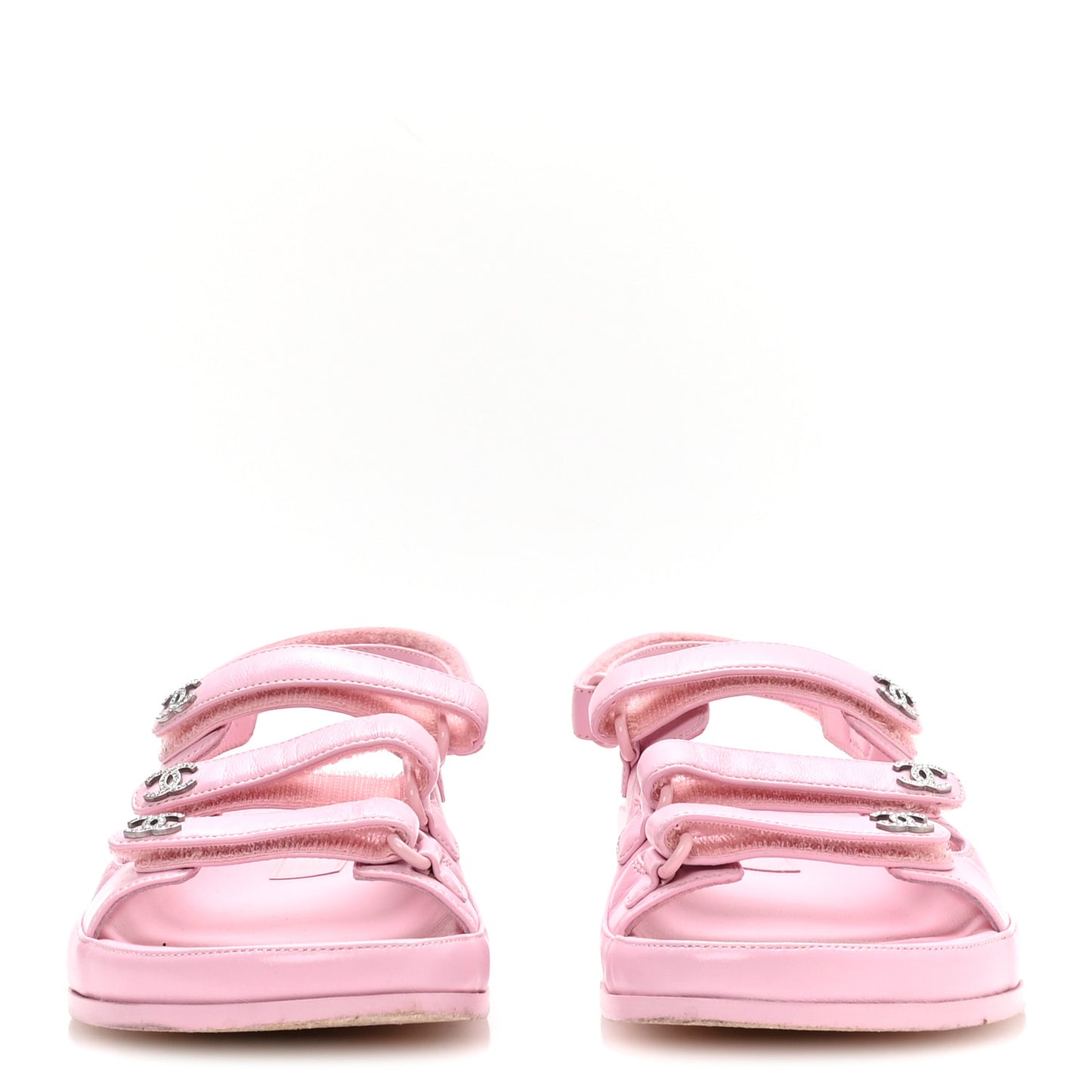 Lambskin Crystal CC Velcro Dad Sandals 38 Light Pink