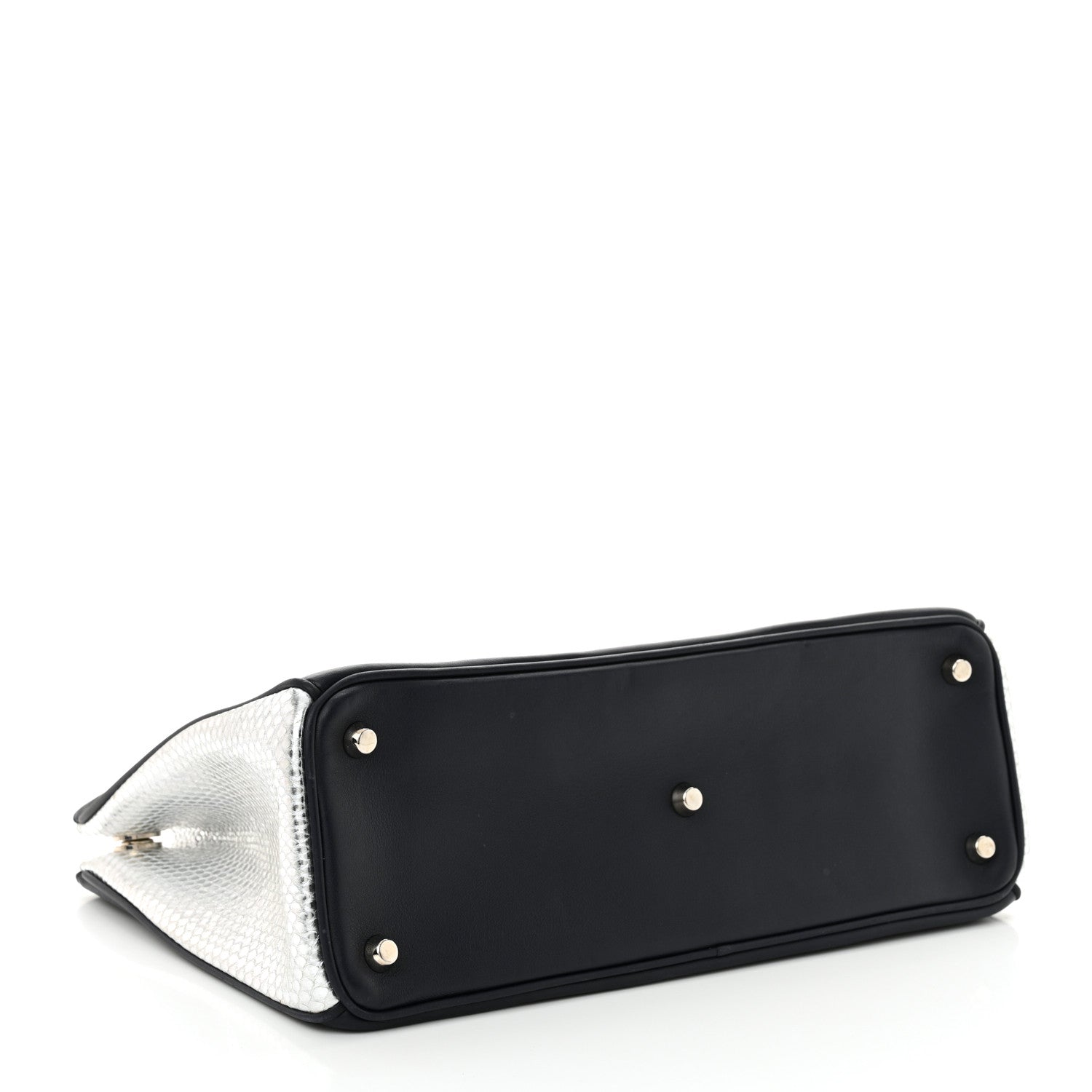 Christian Dior Calfskin Snakeskin Medium Diorissimo Tote Navy Purple Silver 5 of 12