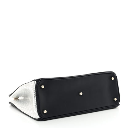 Christian Dior Calfskin Snakeskin Medium Diorissimo Tote Navy Purple Silver 5 of 12