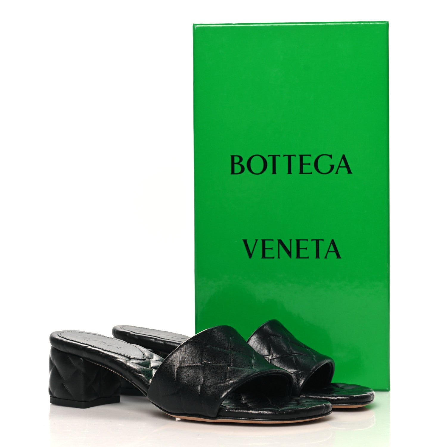 Bottega Veneta Lambskin Weaving Effect Amy Sandals 37 Black 9 of 9