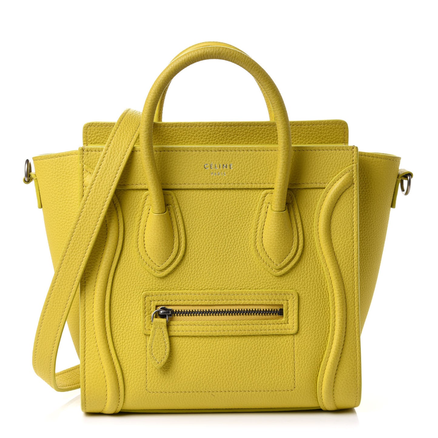 Drummed Calfskin Nano Luggage Citron
