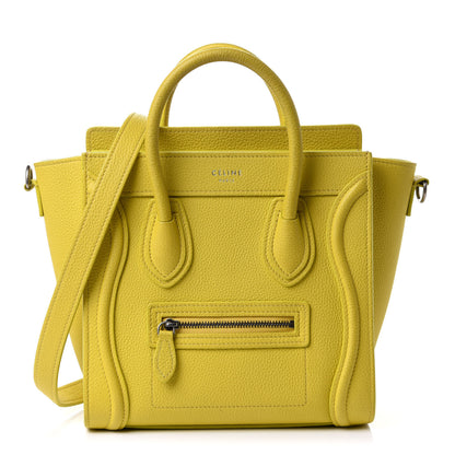 Celine Drummed Calfskin Nano Luggage Citron 1 of 9