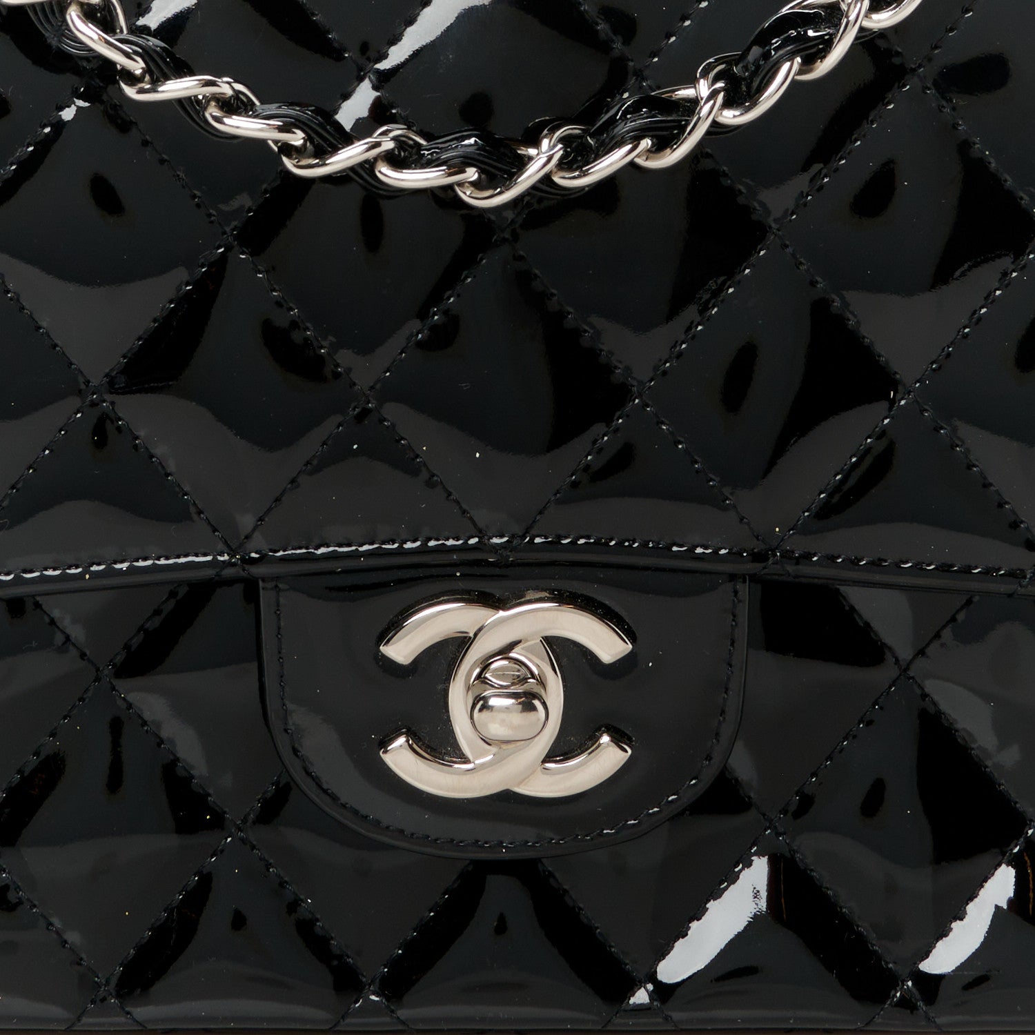 Chanel Patent Quilted Medium Double Flap Black 9 of 12