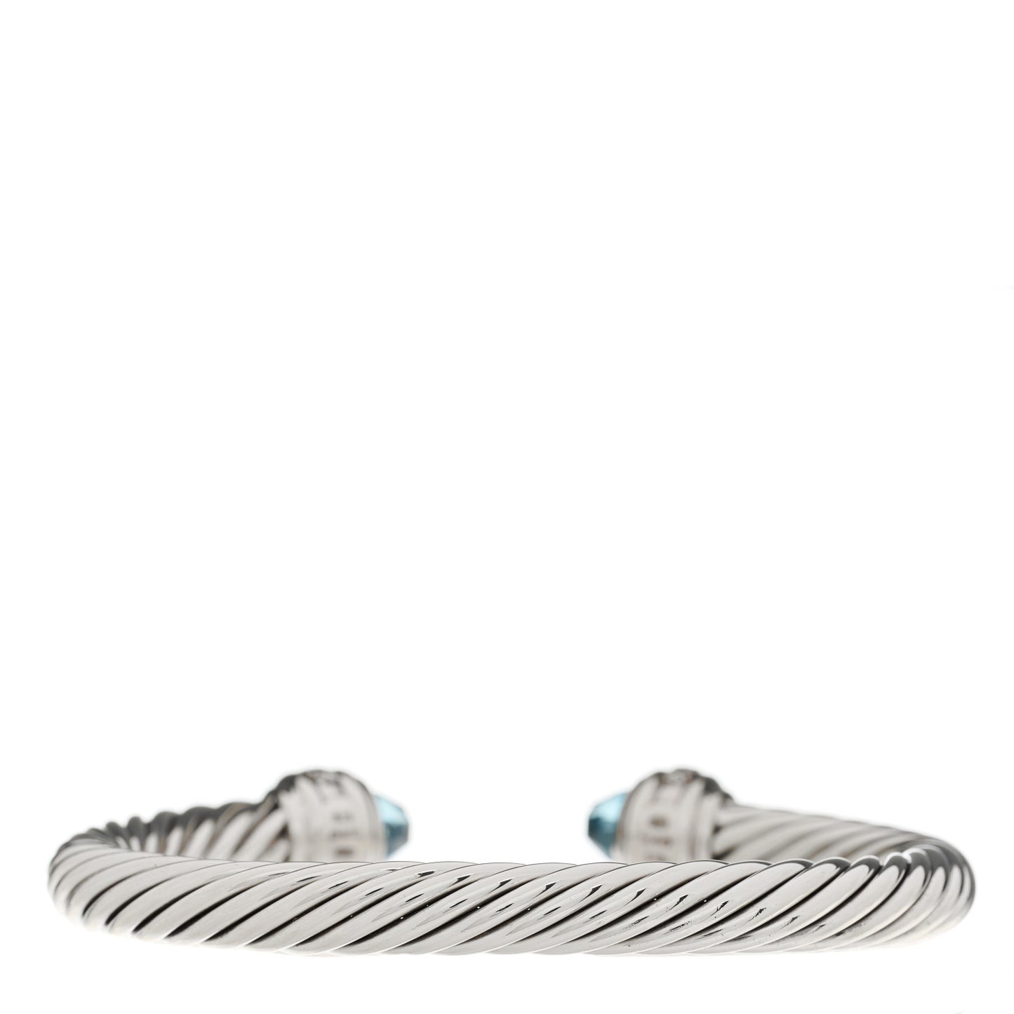Sterling Silver Blue Topaz Diamond 7mm Cable Classics Bracelet