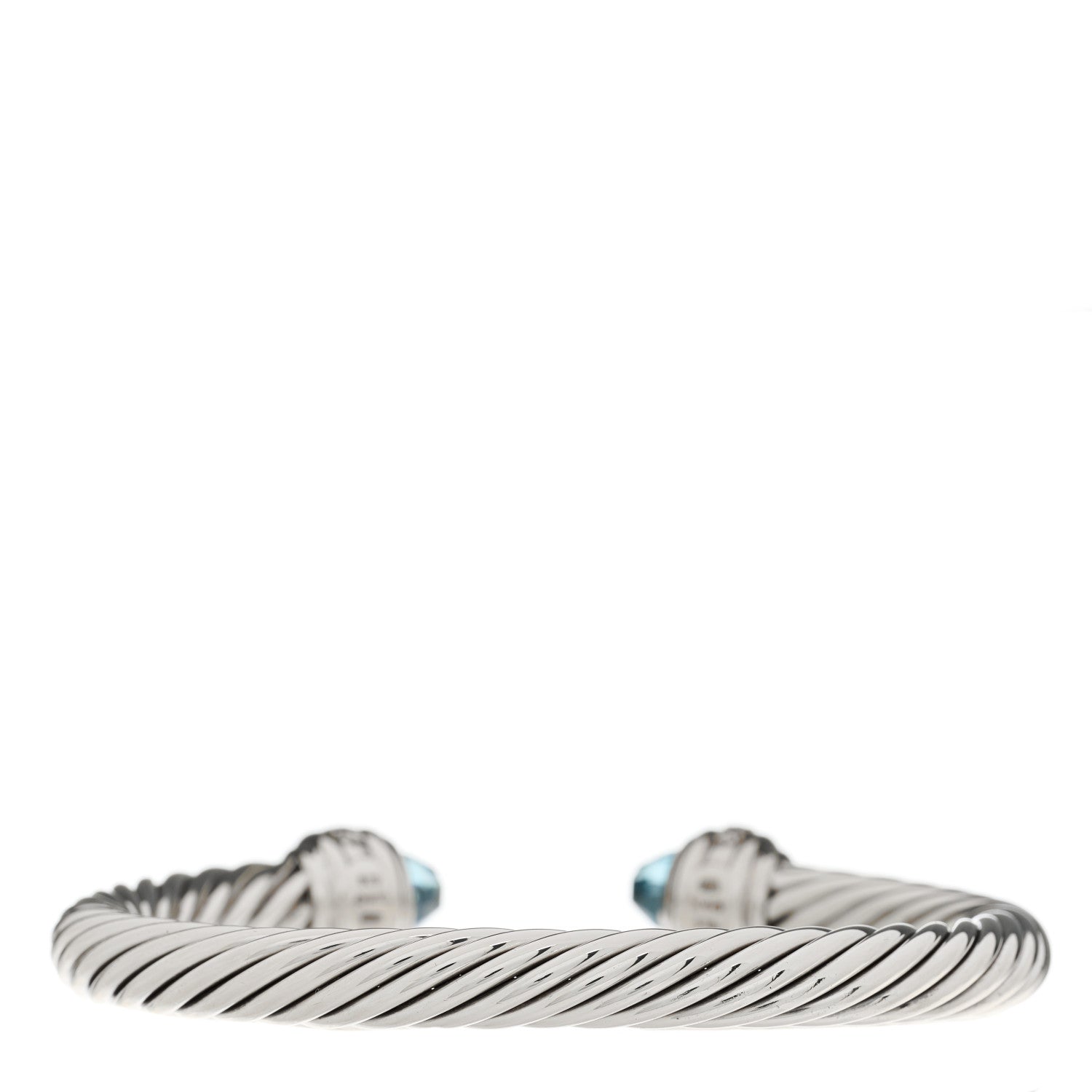 David Yurman Sterling Silver Blue Topaz Diamond 7mm Cable Classics Bracelet 2 of 3