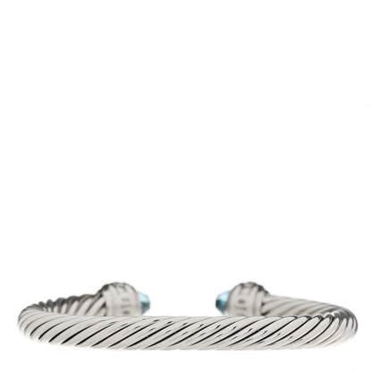 David Yurman Sterling Silver Blue Topaz Diamond 7mm Cable Classics Bracelet 2 of 3