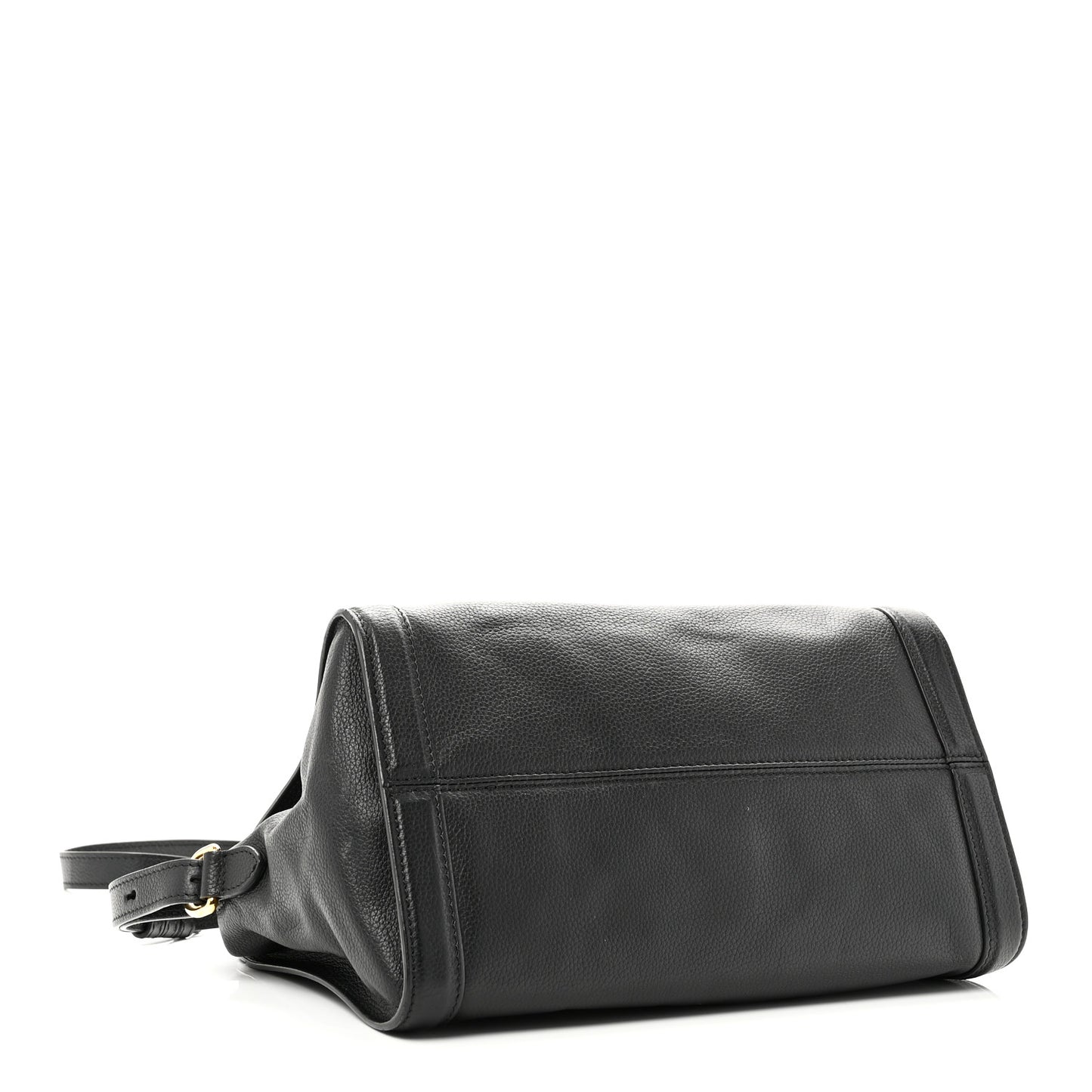 Pebbled Calfskin Small Skull Padlock Zip Around Tote Black