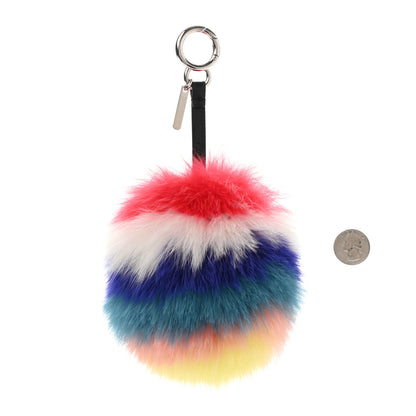 Fendi Fox Fur Shiny Nappa Rainbow Pom Pom Bag Charm Rosso Multicolor Black 2 of 4