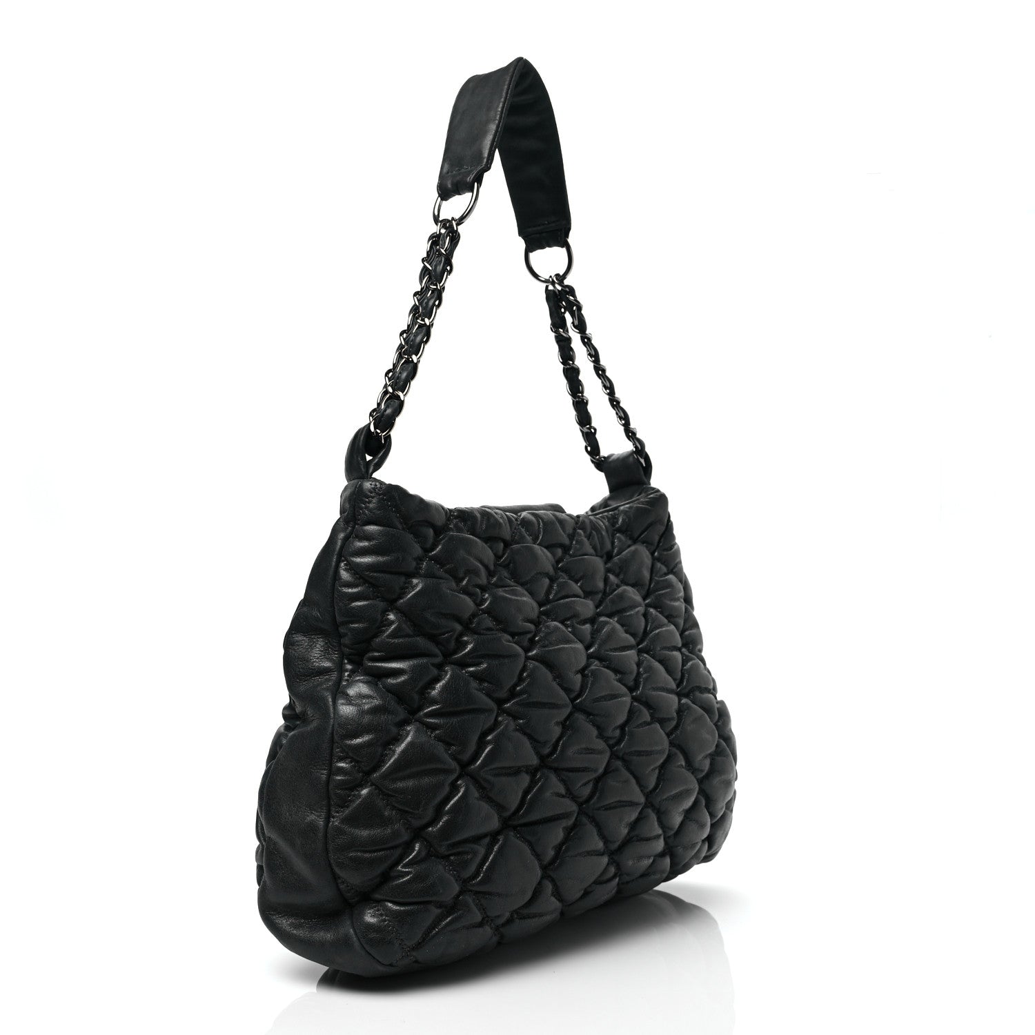 Chanel Iridescent Calfskin Bubble Quilt Hobo Black 2 of 9