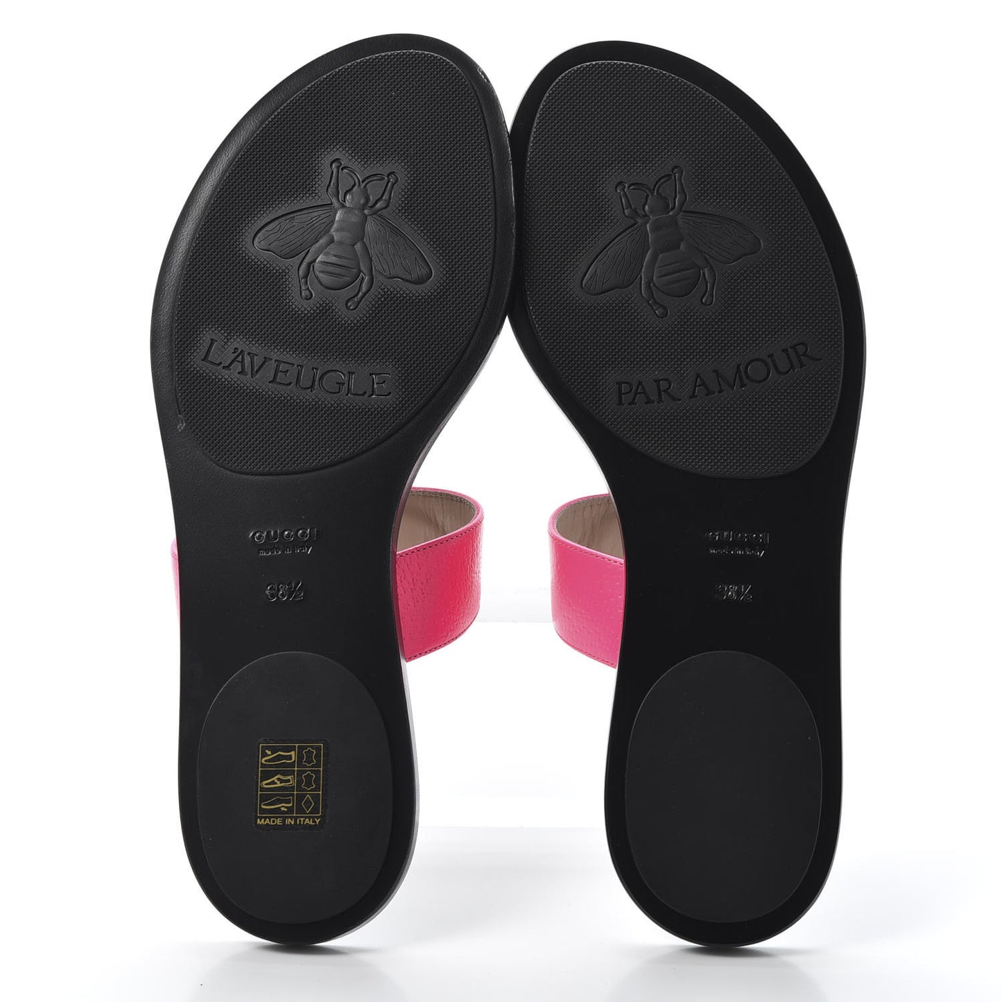 Calfskin GG Marmont Thong Sandals 38.5 Fuxia Fluo
