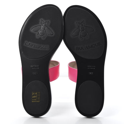 Gucci Calfskin GG Marmont Thong Sandals 38.5 Fuxia Fluo 5 of 10