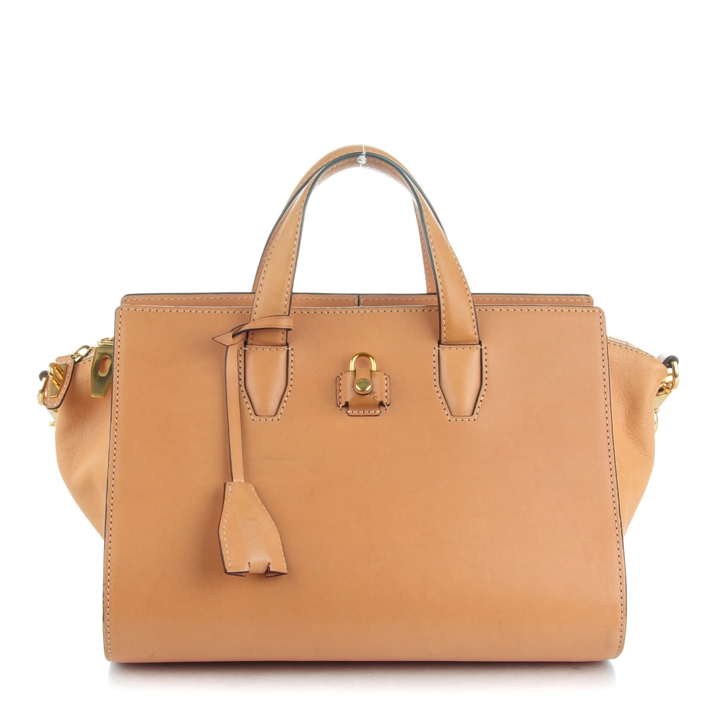 Calfskin Pelican Satchel Tan Antique Brass Hardware