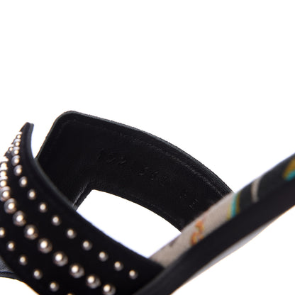 Hermes Suede Goatskin Studded Oran Sandals 36 Black 9 of 10