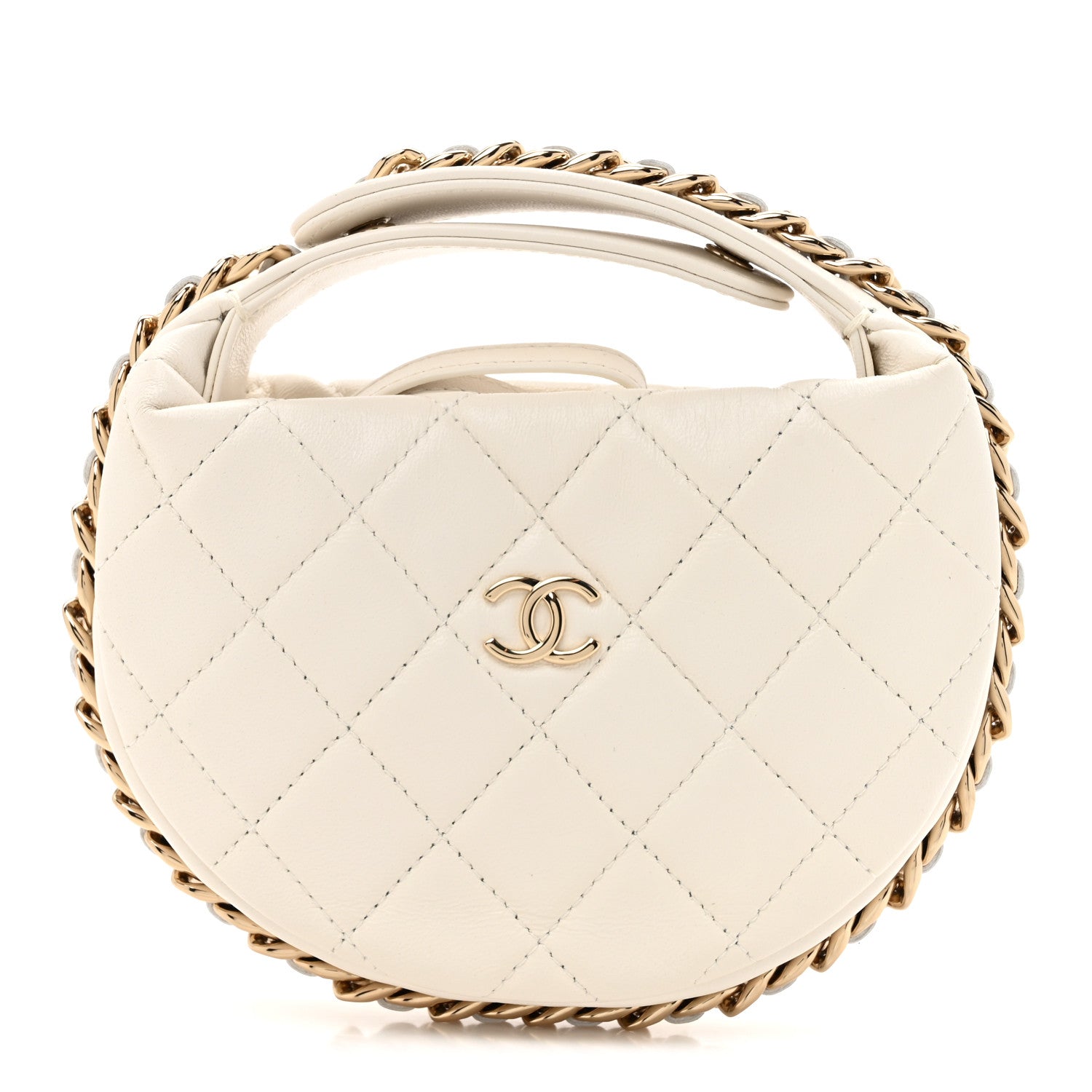 Chanel Lambskin Quilted Chain Around Pouch White 1 of 11