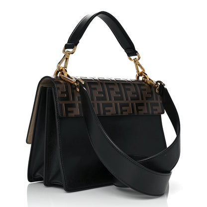Fendi Vitello Liberty Bi-Color FF 1974 Embossed Kan U Shoulder Bag Black Maya 3 of 9