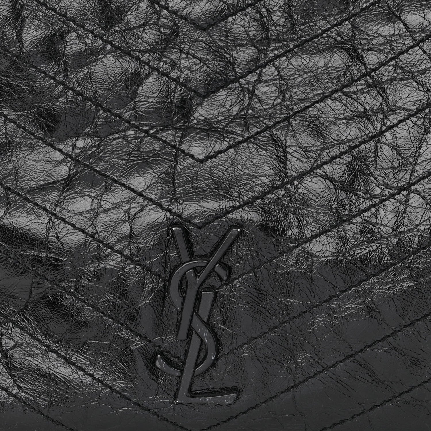Saint Laurent Crinkled Calfskin Matelasse Monogram Niki Shoulder Bag Black 8 of 10